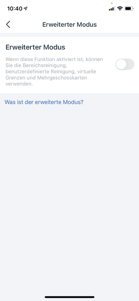 Ecovacs Home App - Erweiterter Modus