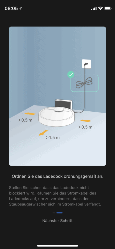 Dreame D9 Ladestation platzieren