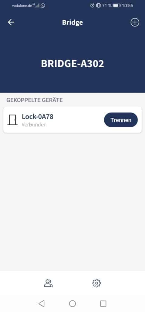 Tedee App Schloss gekoppelt