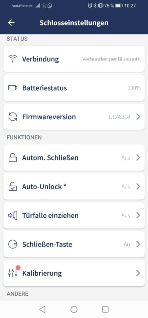 Tedee App Einstellungen 2