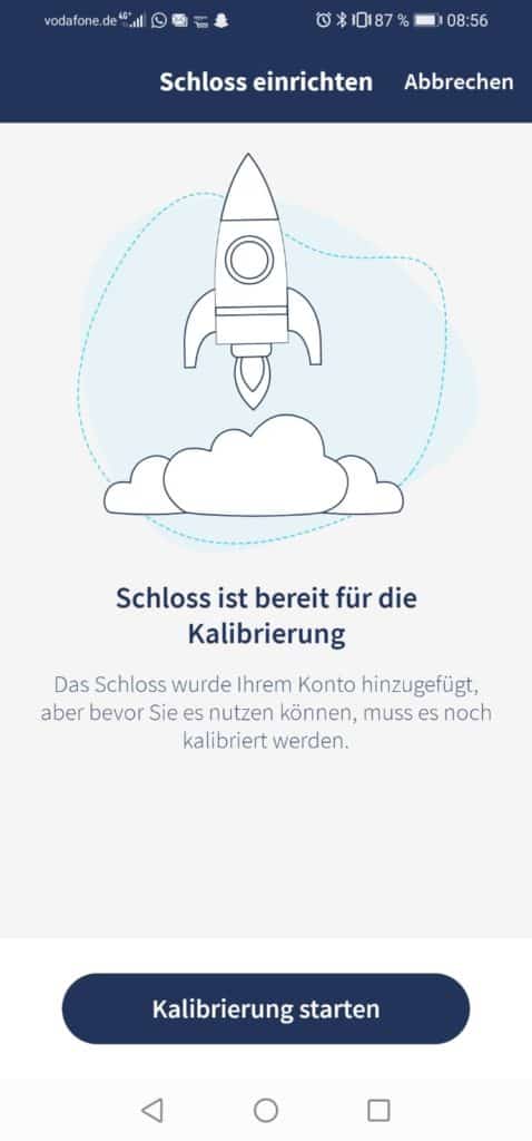 Tedee App Schloss Kalibrierung