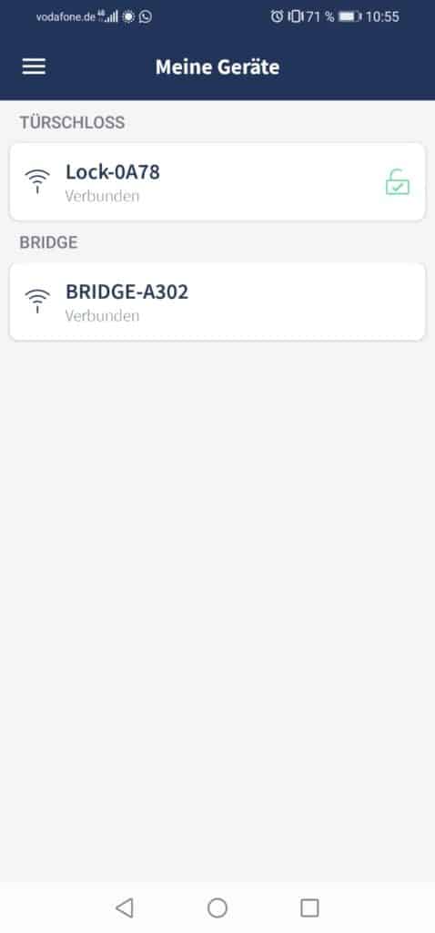 Tedee App Geräteübersicht