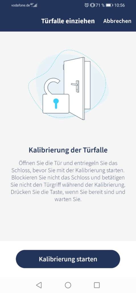 Tedee App Türfalle kalibrieren